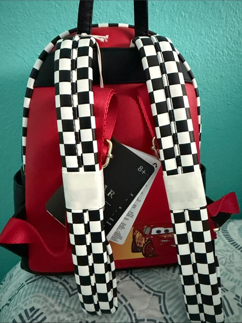 SET Loungefly Disney Pixar Cars Lightning McQueen Light-Up Backpack & Wallet NWT